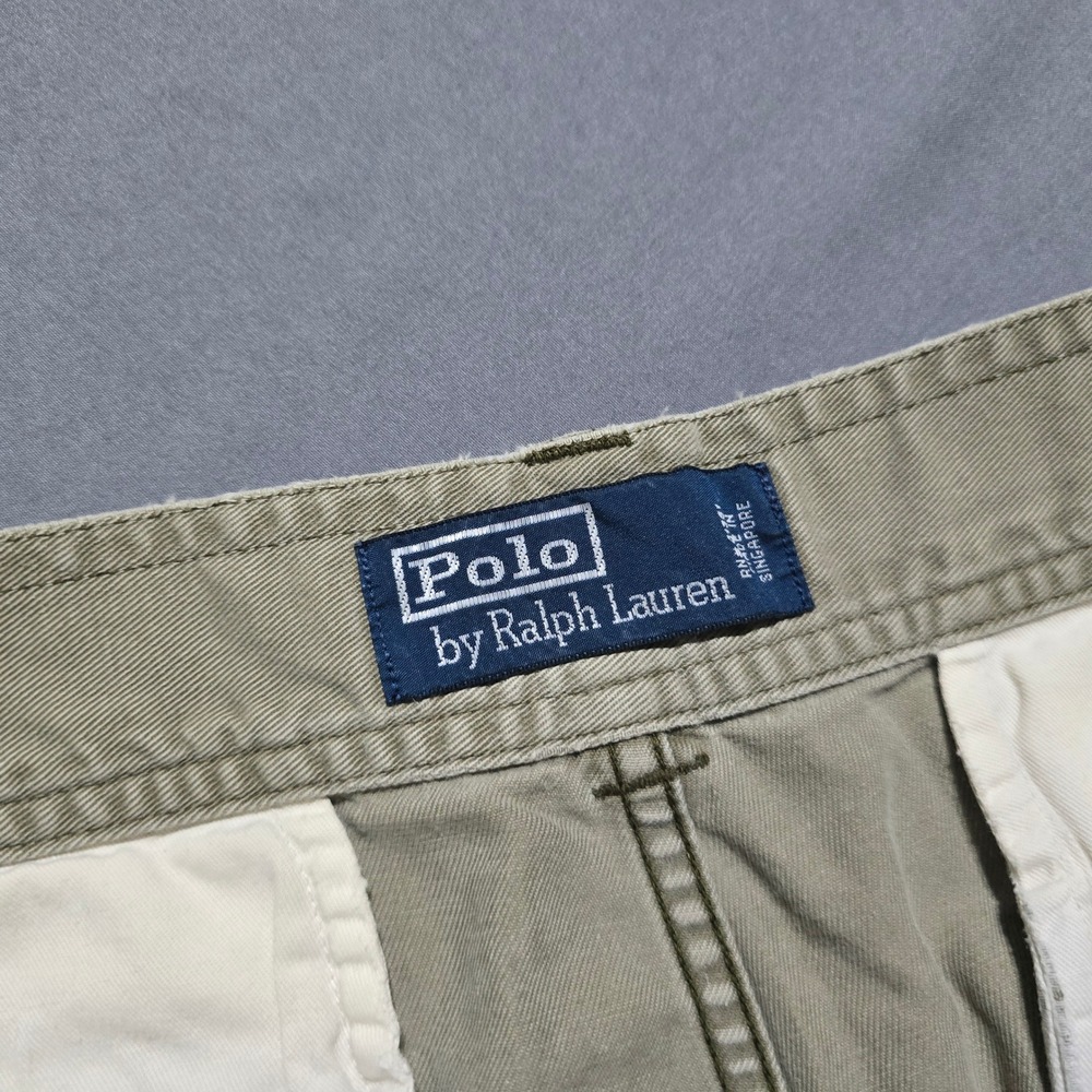 Polo Ralph Lauren Cargo Shorts Mens 32 Khaki Distressed Utility Cotton - Picture 2 of 10